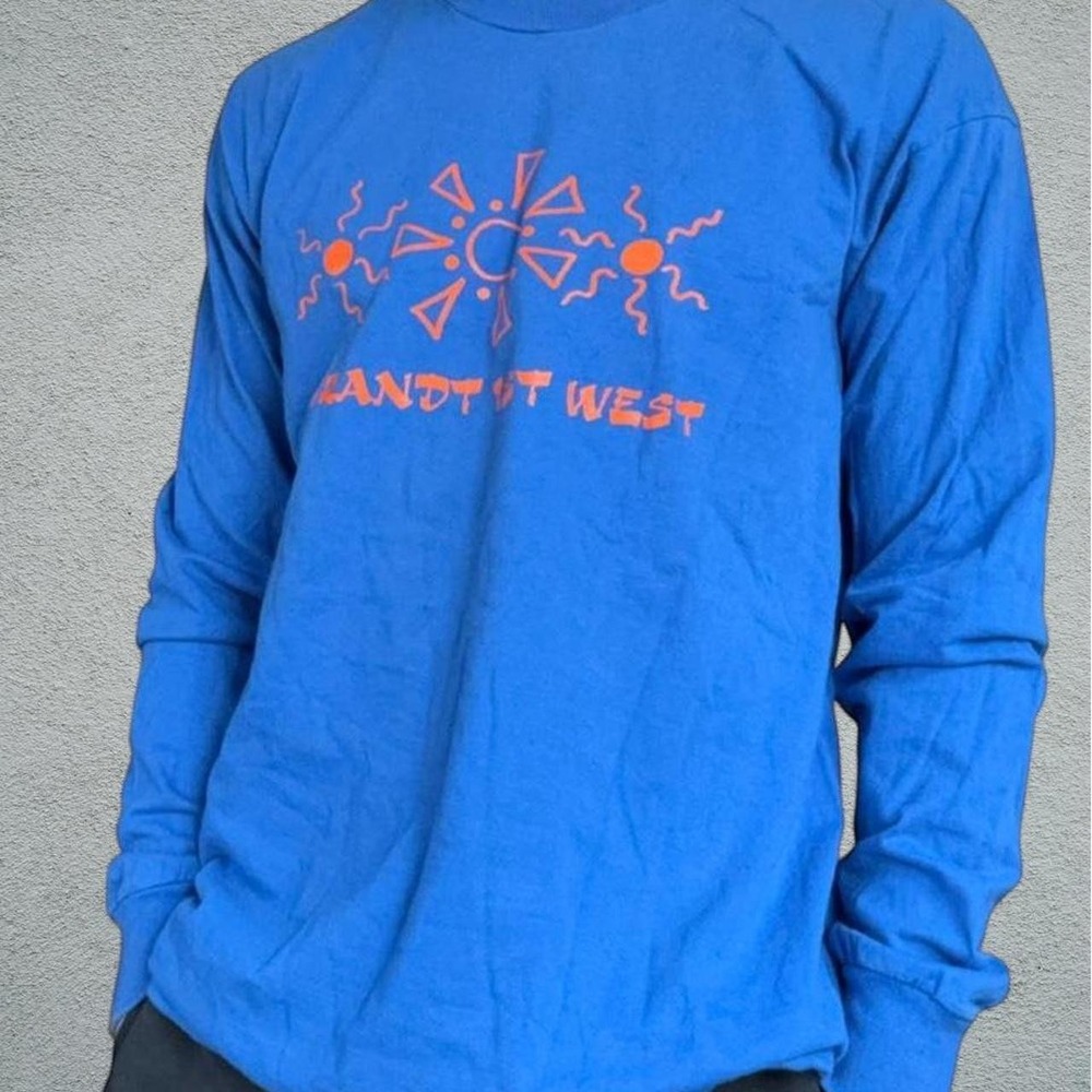 Fruit of the Loom 90s Single Stitch Long Sleeve T-shirt Size L Blue